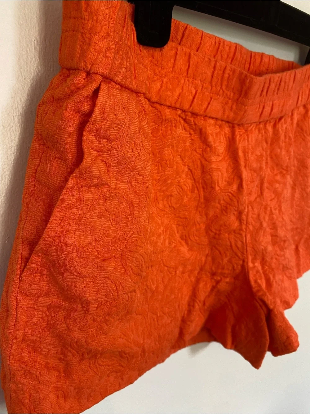 J. Crew Orange Floral Textured Elastic Pull On Shorts size 10